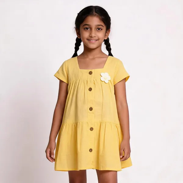 Yellow_Cotton_Gathered_Frock_For_Girls