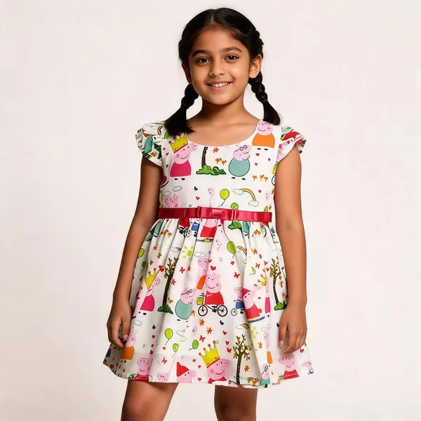 White_Cotton_Sleeveless_Printed_Flared_Dress_For_Girls