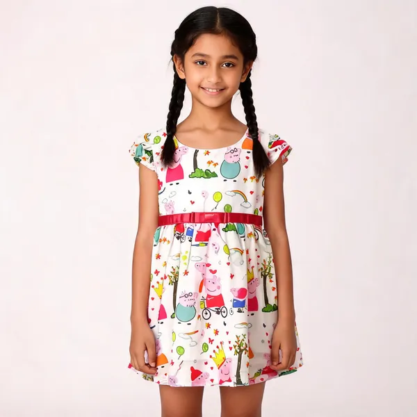White_Cotton_Sleeveless_Printed_Flared_Dress_For_Girls