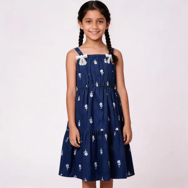 Navy_Cotton_Floral_Print_Sleeveless_Tiered_Dress_For_Girls