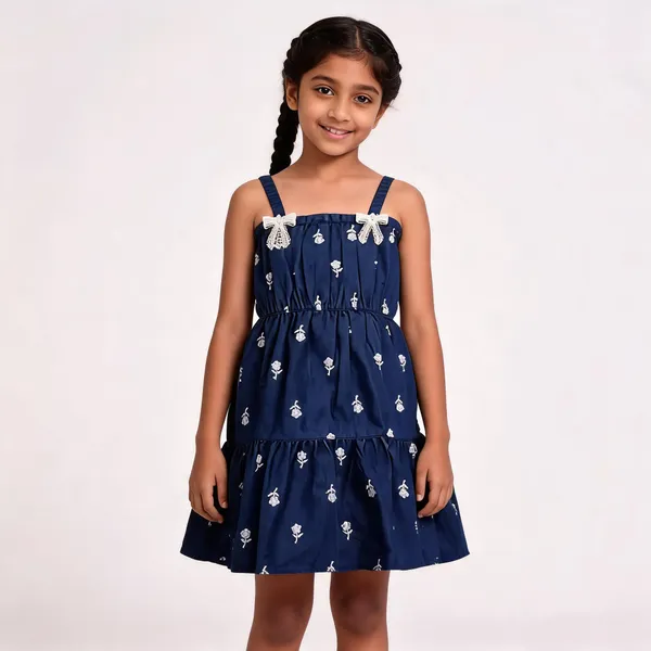 Navy_Cotton_Floral_Print_Sleeveless_Tiered_Dress_For_Girls