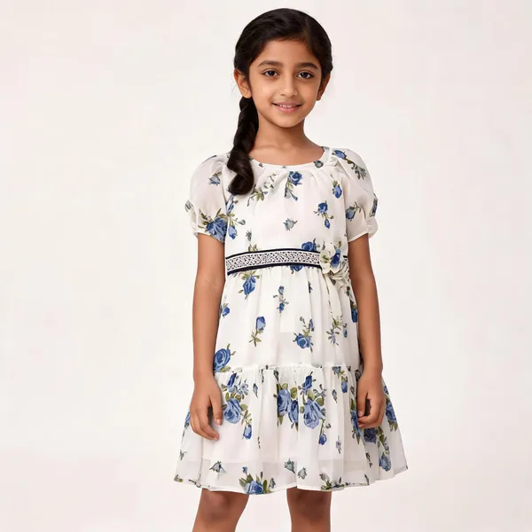 White_Cotton_Floral_Printed_Fit_And_Flare_Party_Dress_For_Girls
