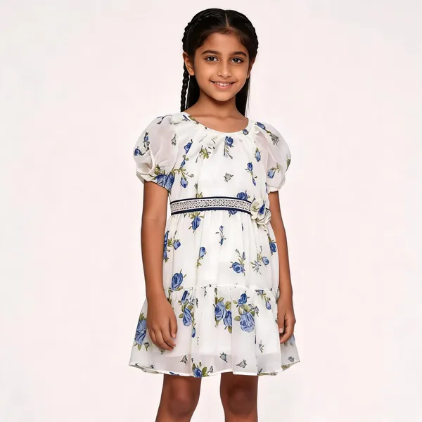 White_Cotton_Floral_Printed_Fit_And_Flare_Party_Dress_For_Girls