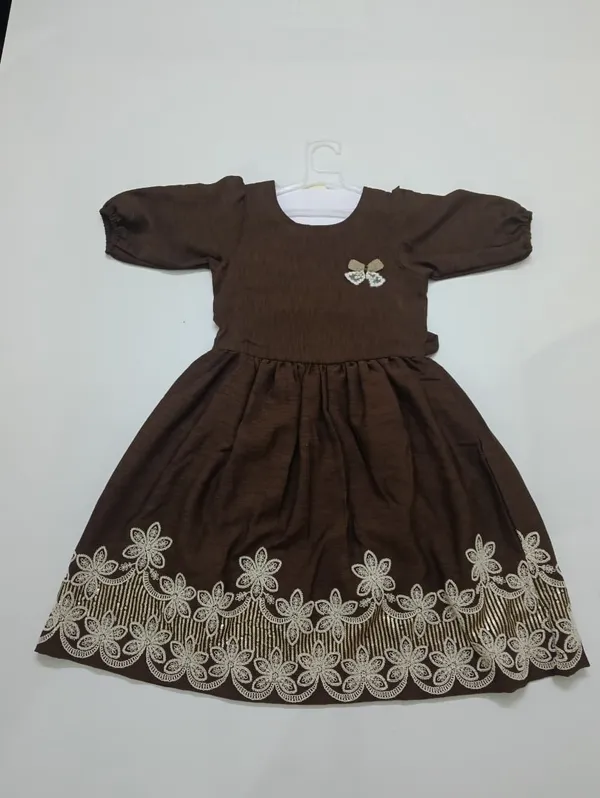 Brown_Woven_Fit_And_Flare_Dress_for_Girls
