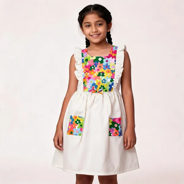 White_Cotton_Floral_Print_Sleeveless_Dress_For_Girls