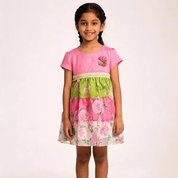 Pink_Cotton_Floral_Tiered_Dress_For_Girls