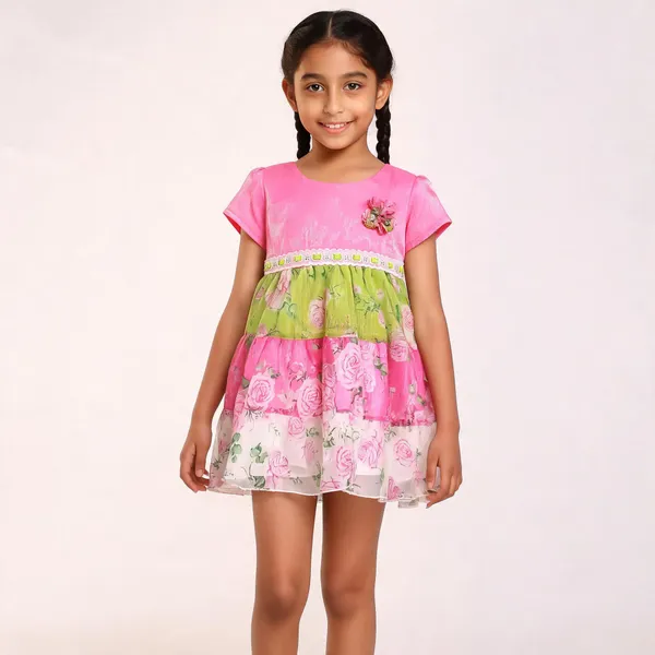 Pink_Cotton_Floral_Tiered_Dress_For_Girls