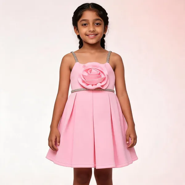 Pink_Cotton_Sleeveless_Flared_Dress_For_Girls
