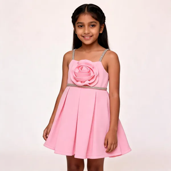 Pink_Cotton_Sleeveless_Flared_Dress_For_Girls