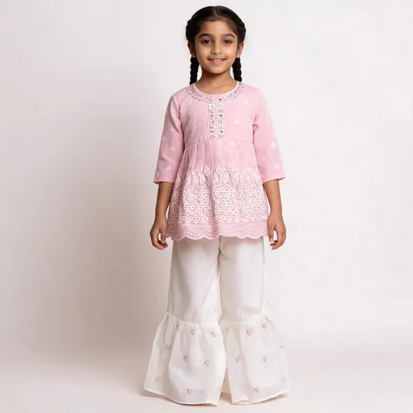 Pink_Cotton_Embroidered_Kurta_Sharara_Set_For_Girls