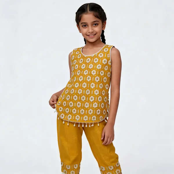 Mustard_Cotton_Printed_Sleeveless_Ethnic_Wear_Set_For_Girls