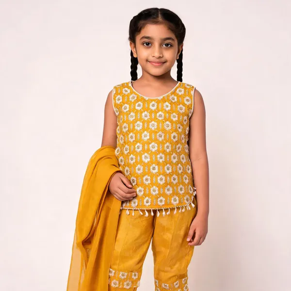 Mustard_Cotton_Printed_Sleeveless_Ethnic_Wear_Set_For_Girls