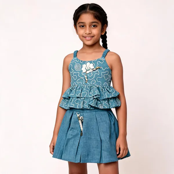 Blue_Cotton_Printed_Flared_Dress_Set_For_Girls