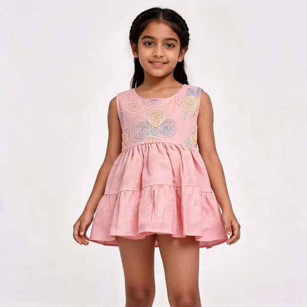 Pink_Cotton_Flared_Sleeveless_Dress_For_Girls