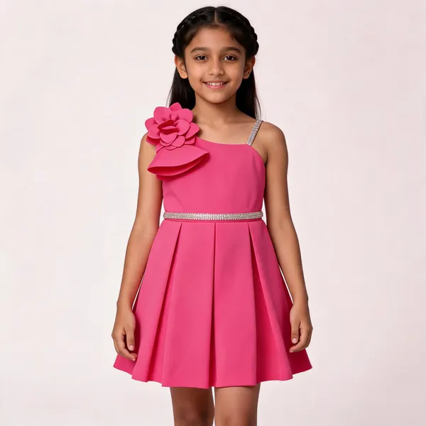 Pink_Cotton_Sleeveless_Floral_Flared_Party_Dress_For_Girls