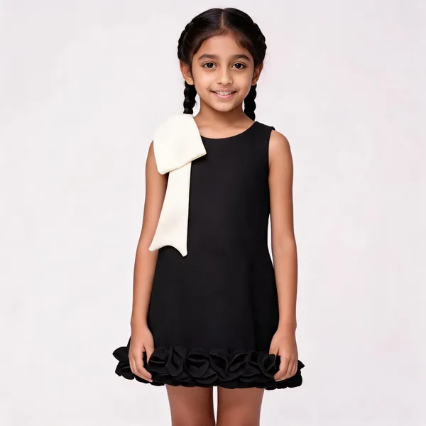 Black_Cotton_Sleeveless_Flared_Dress_For_Girls