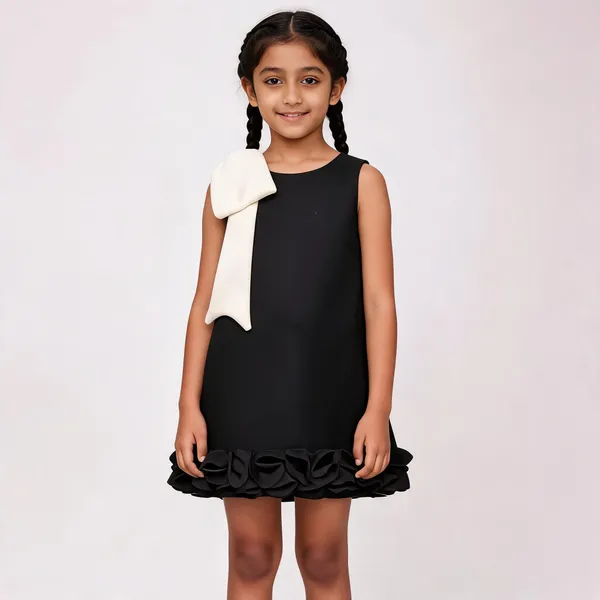 Black_Cotton_Sleeveless_Flared_Dress_For_Girls