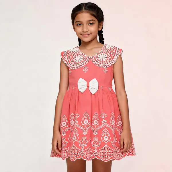 Coral_Cotton_Embroidered_Sleeveless_Frock_Dress_For_Girls