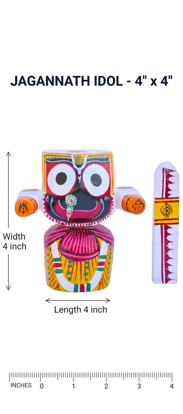 4_inch_wooden_Jagannath_idol_single_piece_with_sudarsan__