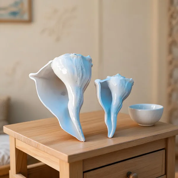 Blue_White_Conch_Shell_Decorative_Pair_Dakhinbarti_sankha