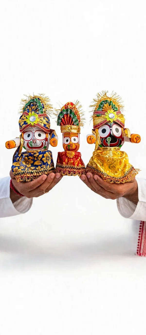 6"_inch_Jagannath_balabhadra_Subhadra__neem_wood_3_murti_set