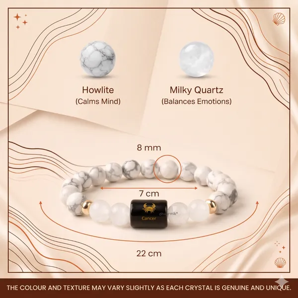 Cancer_(कर्क_राशि)_Zodiac_Howlite_&_Milky_Quartz_Bracelet_||_𝟮𝟭_𝗝𝘂𝗻_–_𝟮𝟮_𝗝𝘂𝗹_||
