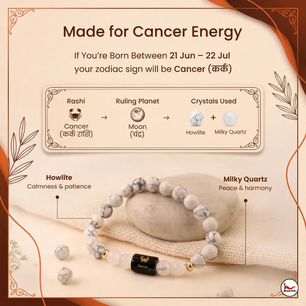 Cancer_(कर्क_राशि)_Zodiac_Howlite_&_Milky_Quartz_Bracelet_||_𝟮𝟭_𝗝𝘂𝗻_–_𝟮𝟮_𝗝𝘂𝗹_||