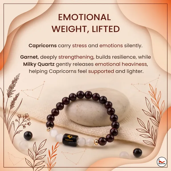 Capricorn_(मकर_राशि)_Zodiac_Garnet_&_Milky_Quartz_Bracelet_||_𝟮𝟮_𝗗𝗲𝗰_–_𝟭𝟵_𝗝𝗮𝗻_||