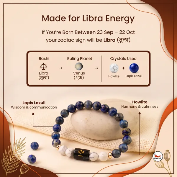 Libra_(तुला_राशि)_Zodiac_Lapis_Lazuli_&_Howlite_Bracelet_||_𝟮𝟯_𝗦𝗲𝗽_–_𝟮𝟮_𝗢𝗰𝘁_||