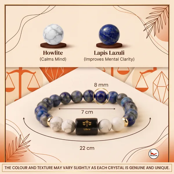Libra_(तुला_राशि)_Zodiac_Lapis_Lazuli_&_Howlite_Bracelet_||_𝟮𝟯_𝗦𝗲𝗽_–_𝟮𝟮_𝗢𝗰𝘁_||