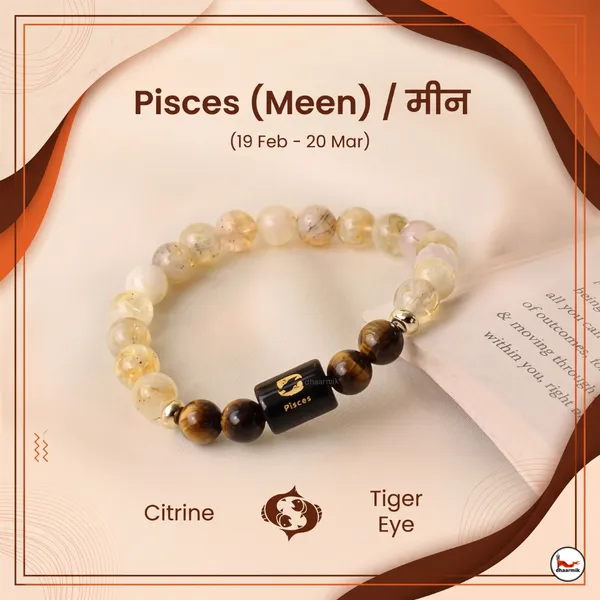 Pisces_(मीन_राशि)_Zodiac_Citrine_&_Tiger_Eye_Bracelet_||_𝟭𝟵_𝗙𝗲𝗯_–_𝟮𝟬_𝗠𝗮𝗿_||