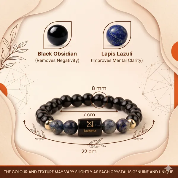 Sagittarius_(धनु_राशि)_Zodiac_Black_Obsidian_&_Lapis_Lazuli_Bracelet_||_𝟮𝟮_𝗡𝗼𝘃_–_𝟮𝟭_𝗗𝗲𝗰_||