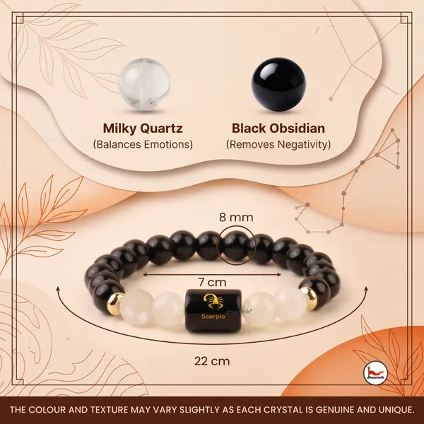 Scorpio_(वृश्चिक_राशि)_Zodiac_Black_Obsidian_&_Milky_Quartz_Bracelet_||_𝟮𝟯_𝗢𝗰𝘁_–_𝟮𝟭_𝗡𝗼𝘃_||