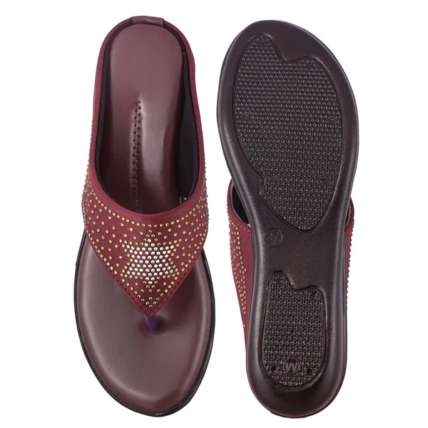Maroon_Embellished_Flat_Sandals