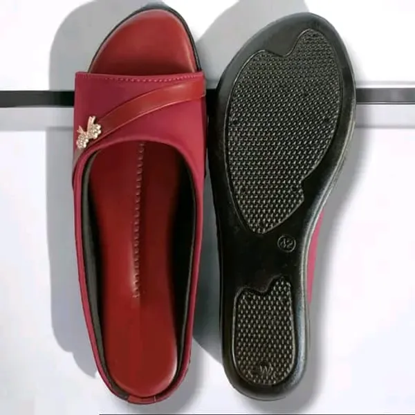 Maroon_Slip-On_Flat_Sandals