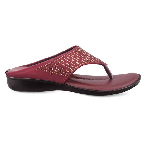 Maroon_Embellished_Wedge_Slippers