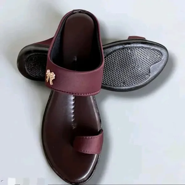 Maroon_Flat_Slip-On_Sandals