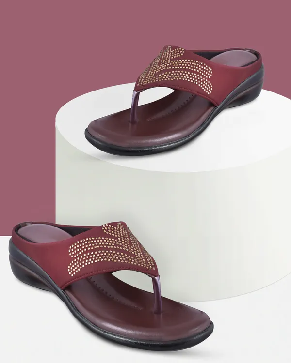Maroon_Embellished_Wedge_Sandals