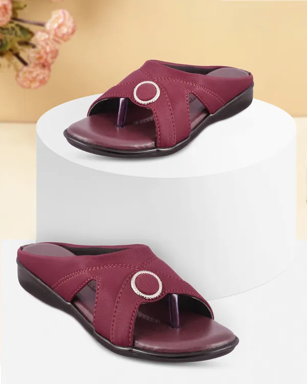 Maroon_Synthetic_Slip-On_Sandals