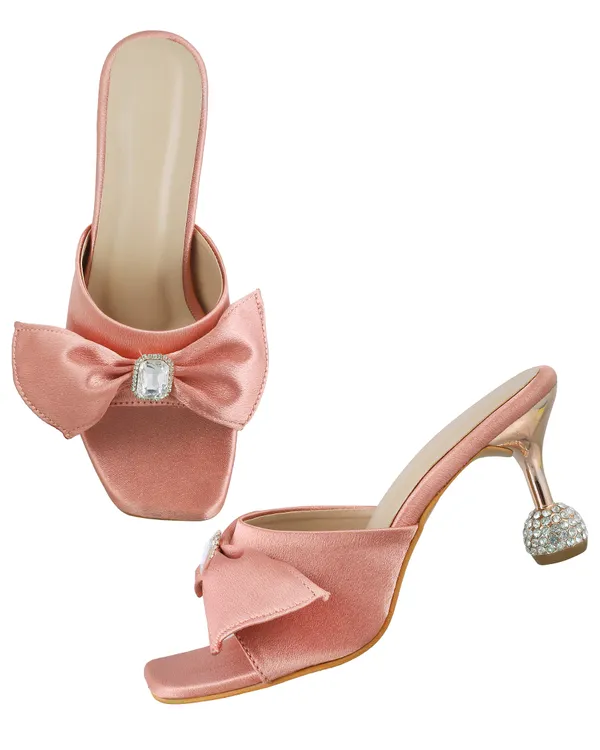 Pink_Satin_Bow_Heeled_Mules