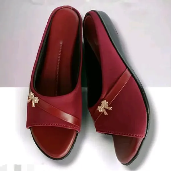 Maroon_Slip-On_Flat_Sandals