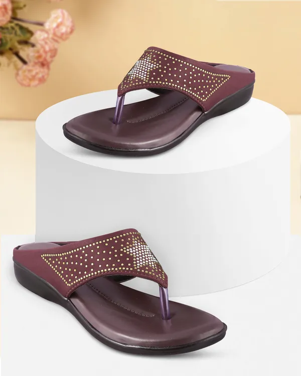 Maroon_Embellished_Flat_Sandals