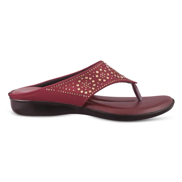 Maroon_Embellished_Flat_Sandals