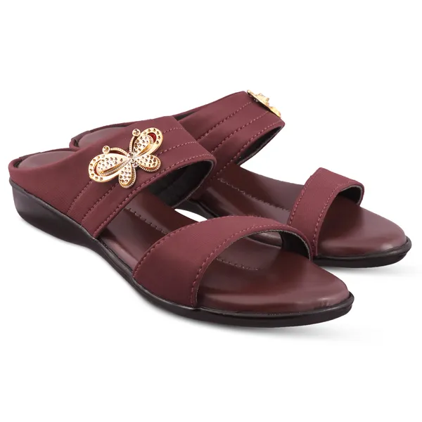 Maroon_Synthetic_Wedge_Sandals