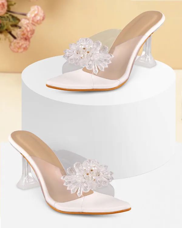 White_Floral_Embellished_High_Heel_Mules