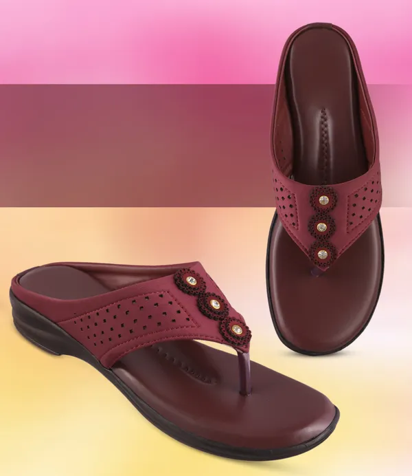 Maroon_Casual_Toe-Post_Sandals