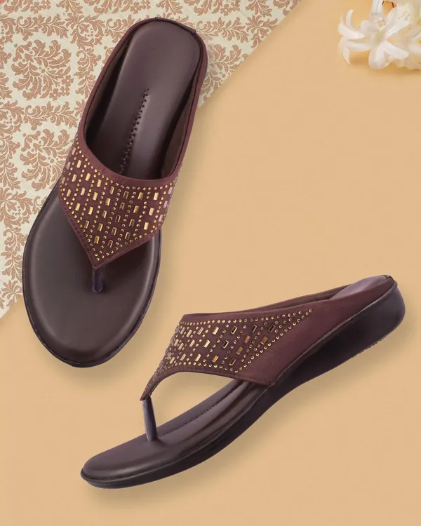 Brown_Embellished_Wedge_Sandals