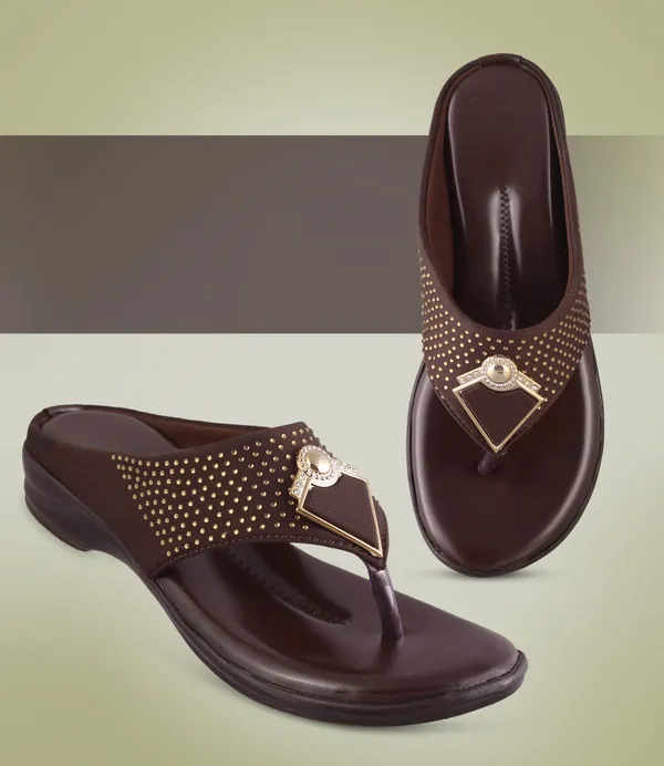 Brown_Synthetic_Embellished_Wedge_Sandals