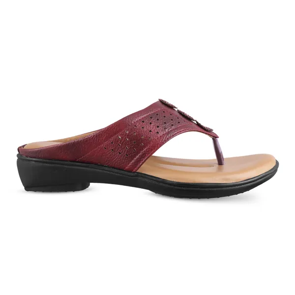 Burgundy_Textured_Thong_Sandals