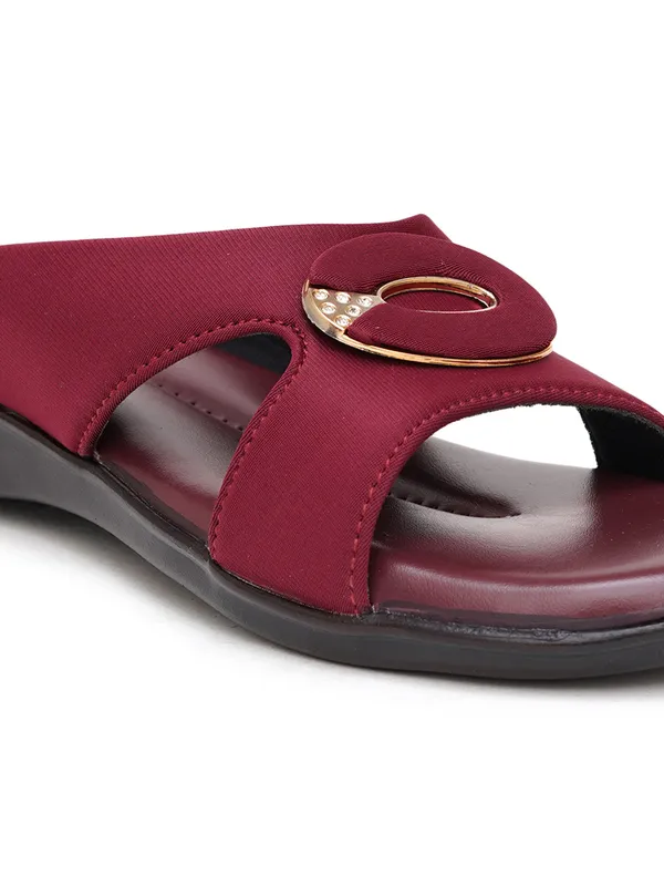 Maroon_Slip-On_Flat_Sandals
